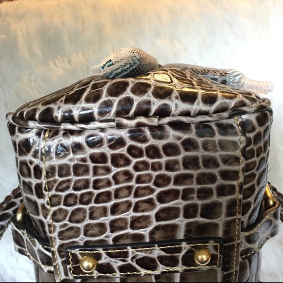 Dooney & Bourke Croco Fino Satchel with strap and wallet in browns and taupe - Picture 4 of 12